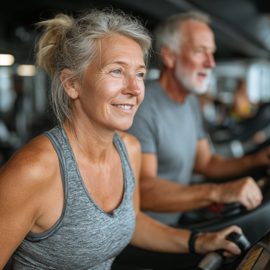 Активні люди похилого віку займаються фітнесом